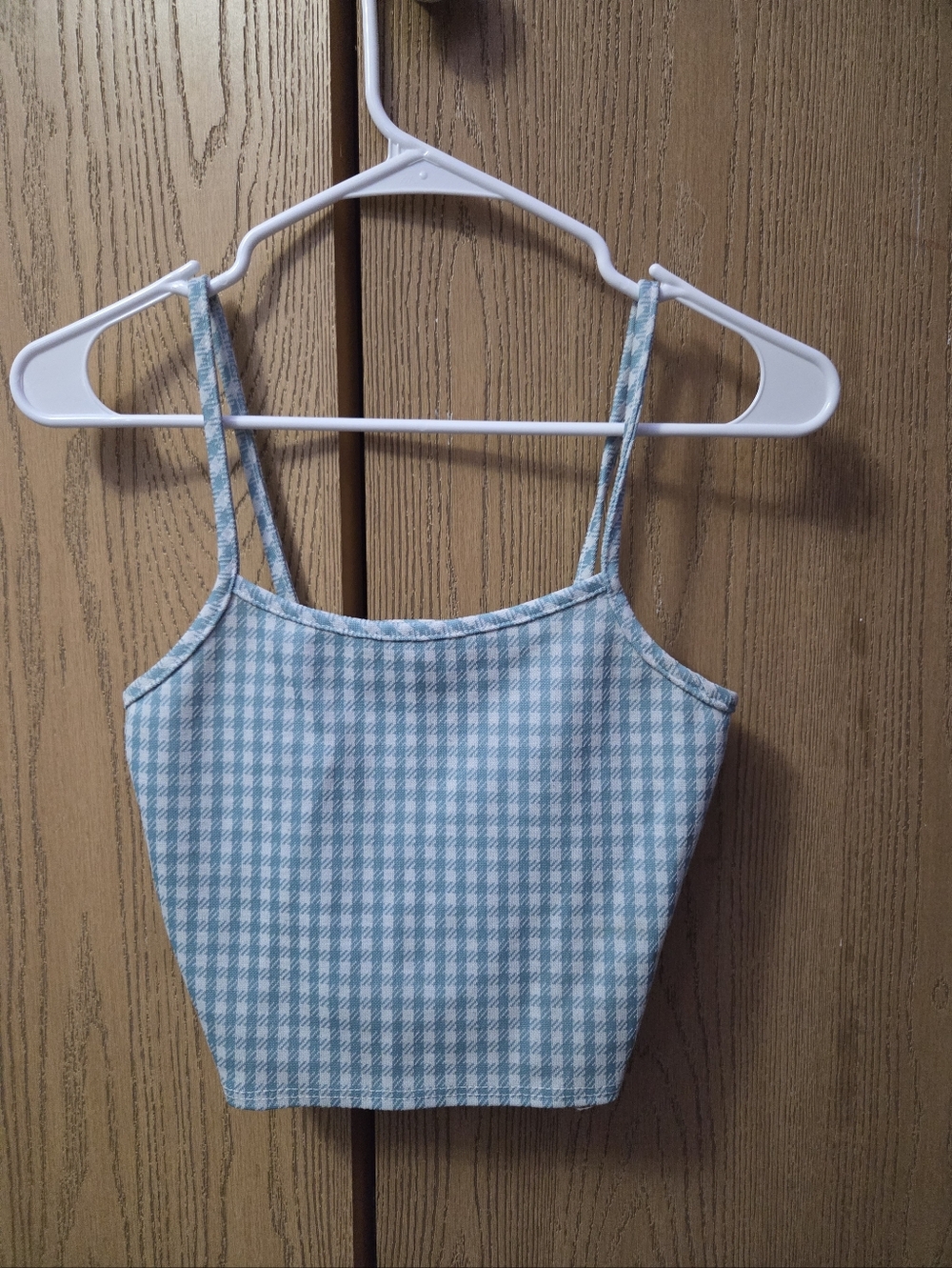 Blue Gingham Crop Cami Top - Women